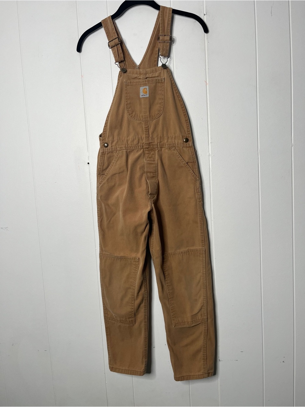 Carhartt Kids Tan Duck Canvas Overalls with Double Knees Size